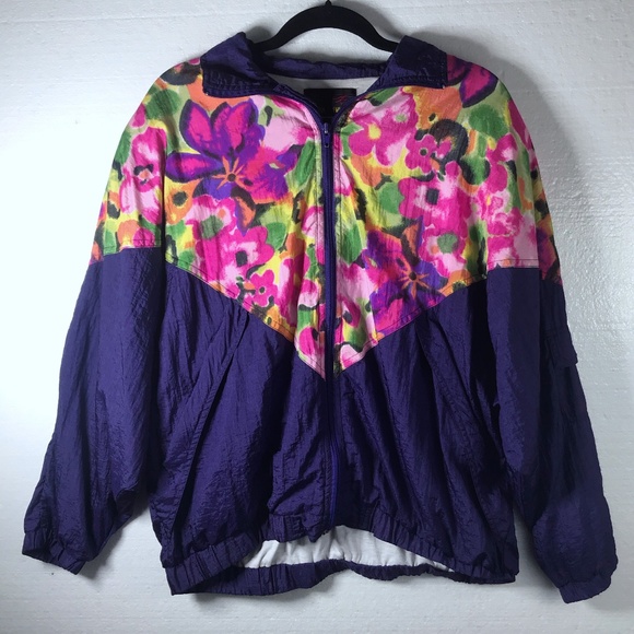 Vintage Active Elements Large Floral Windbreaker - Picture 1 of 7